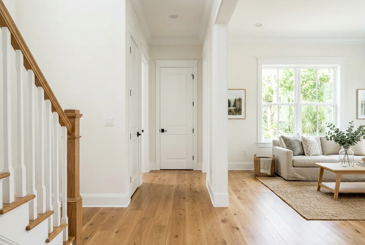 Bright interior with white-painted walls and trim; illustrative image, not a completed OttoServ project