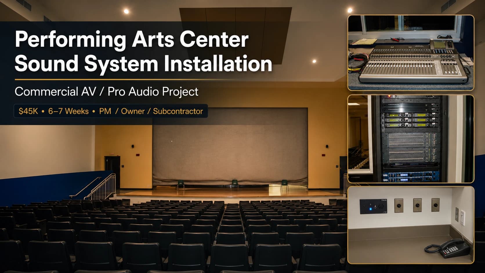 Selected Performing Arts Center audiovisual and technical project experience